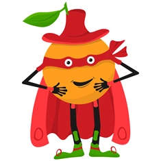 Superhero Orange Classroom Fruit Transparent Sticker
